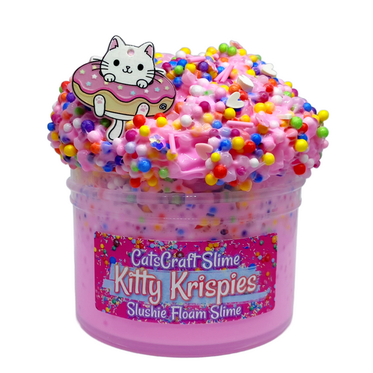 White glue Slushie Slime "Kitty Krispies" SCENTED Slushee Rainbow Floam crunchy ASMR